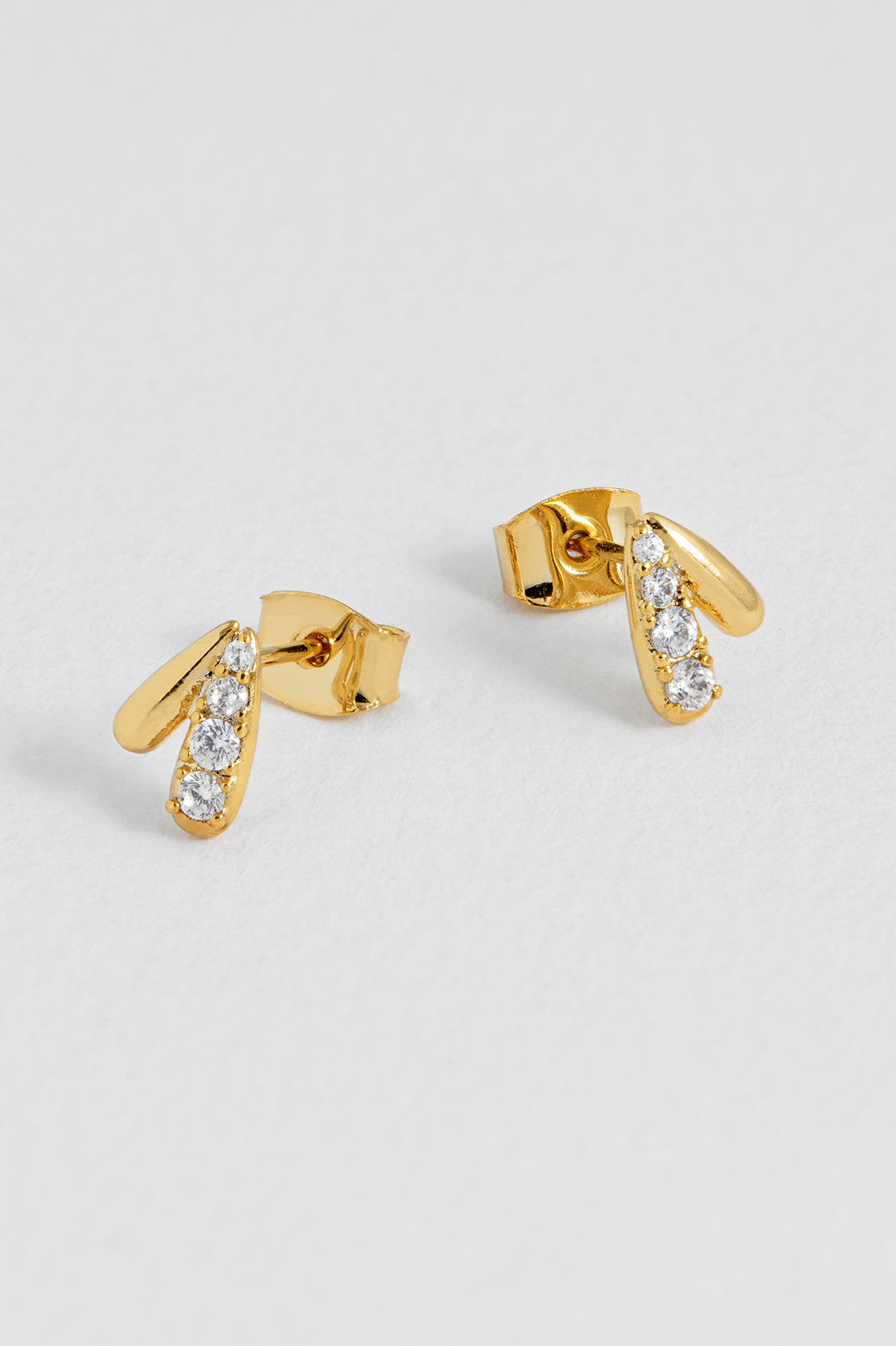 Teardrop CZ Studs - Gold Plated