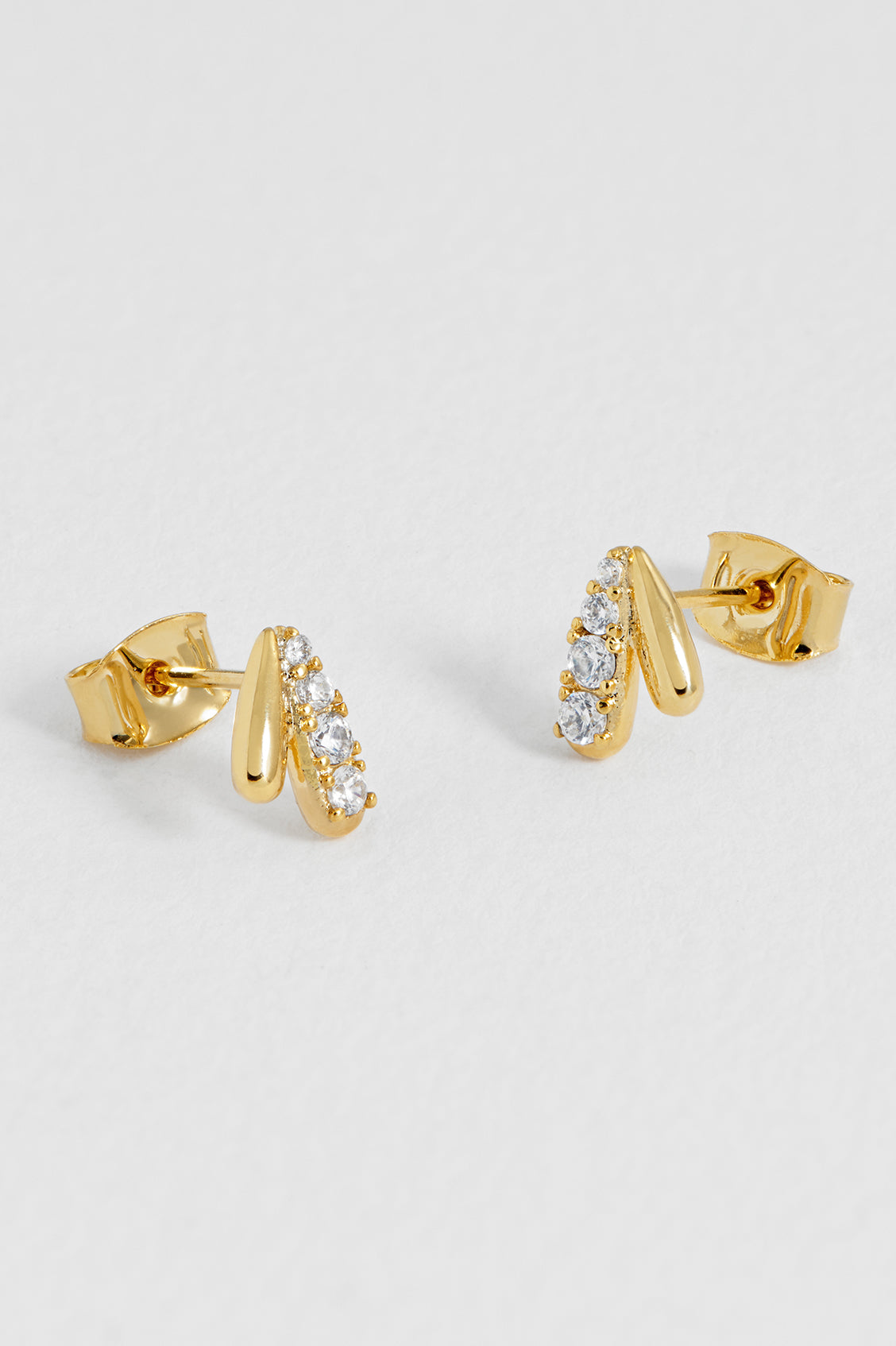 Teardrop CZ Studs - Gold Plated