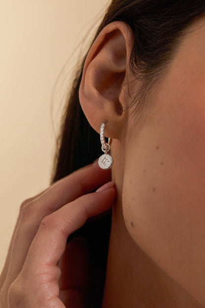 North Star CZ Coin Hoops - Silver Plated