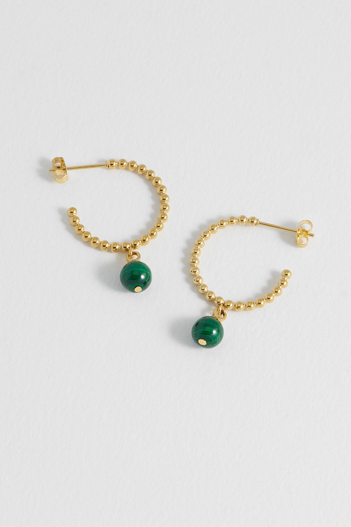 Wellness Malachite Beaded Hoop Drop Earrings