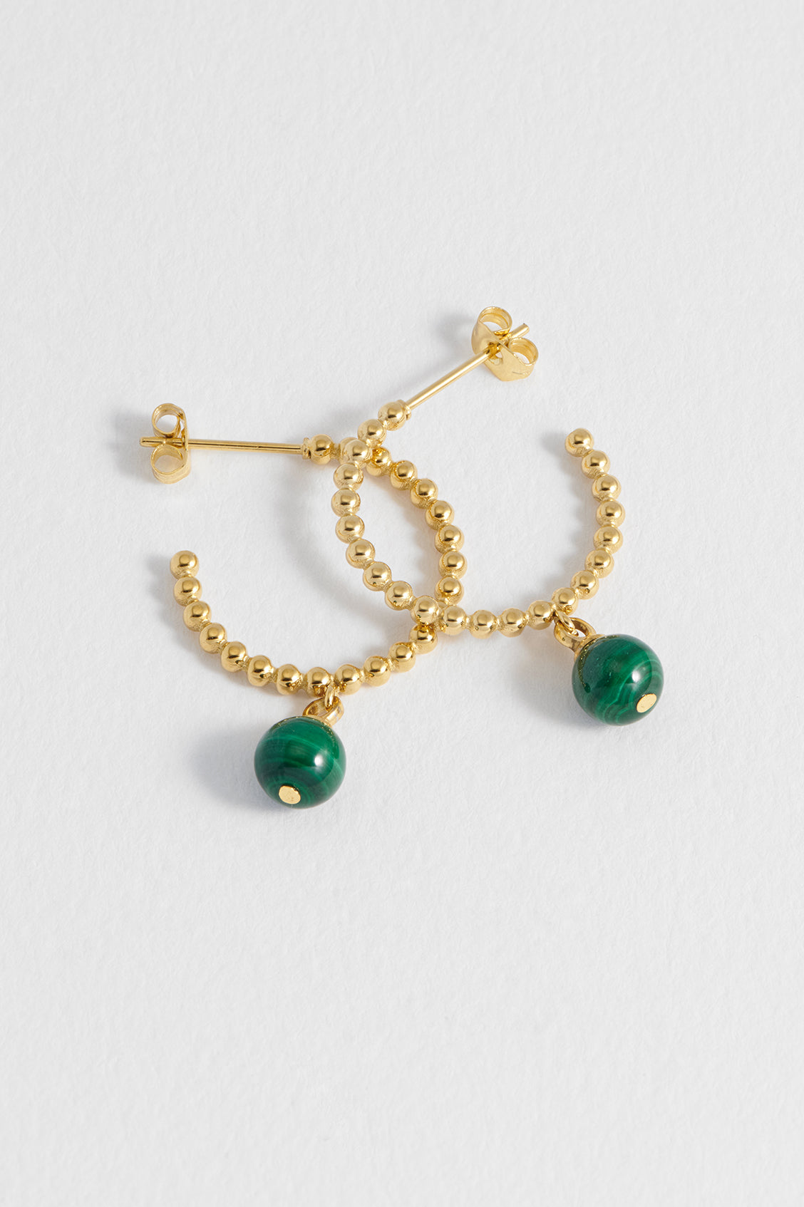 Wellness Malachite Beaded Hoop Drop Earrings