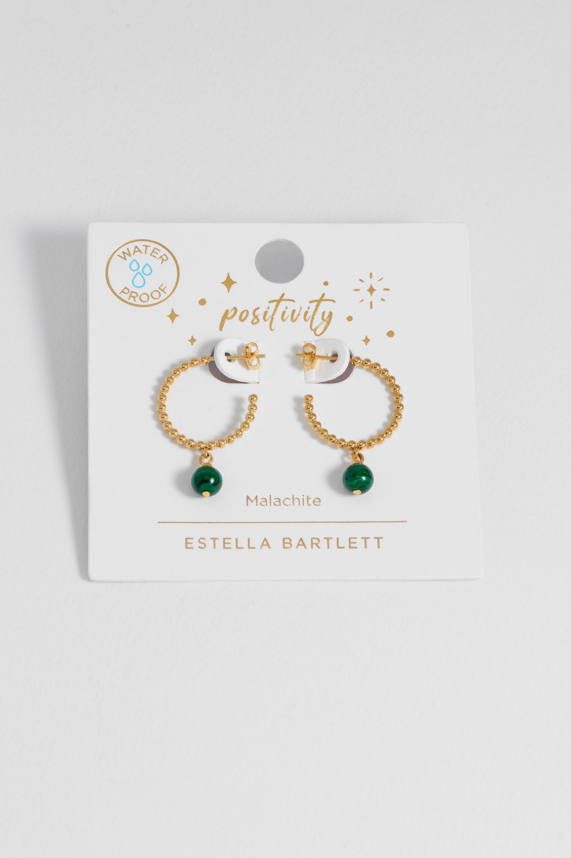 Wellness Malachite Beaded Hoop Drop Earrings