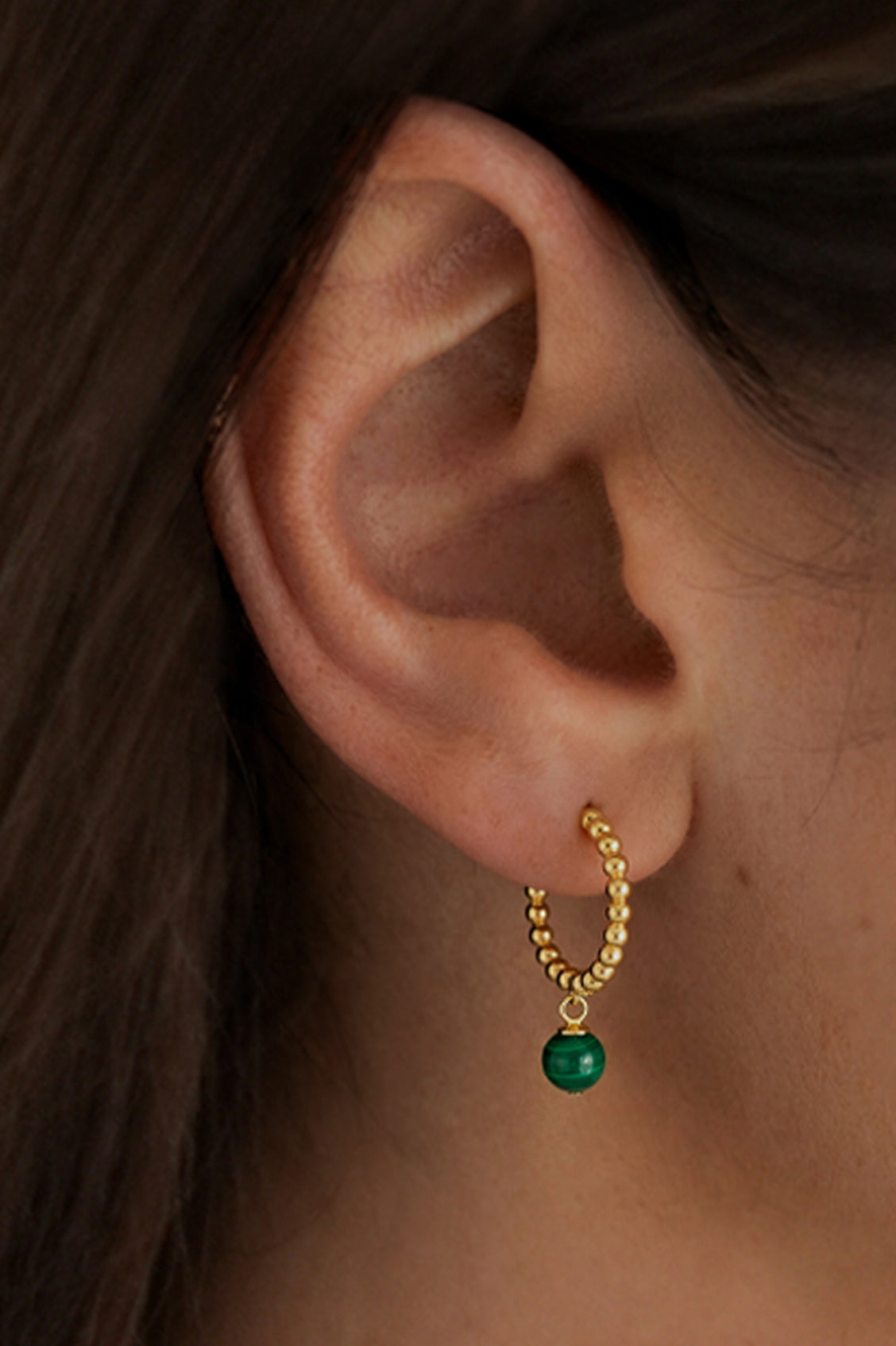 Wellness Malachite Beaded Hoop Drop Earrings