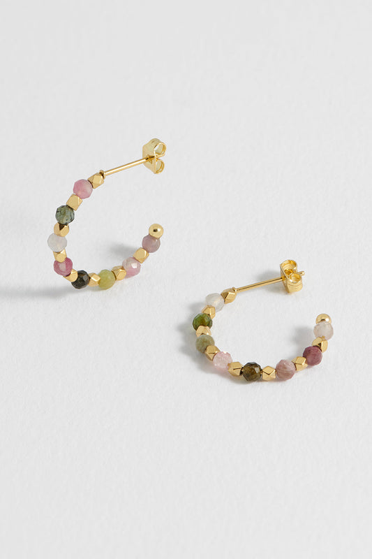 Wellness Tourmaline Coco Beaded Hoops