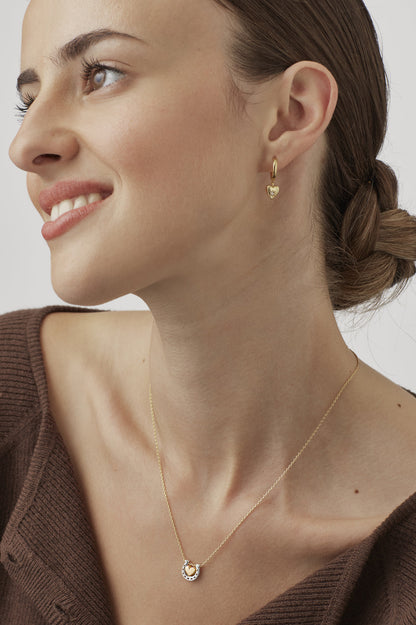 Gold Heart and Horseshoe Necklace - Gold Plate