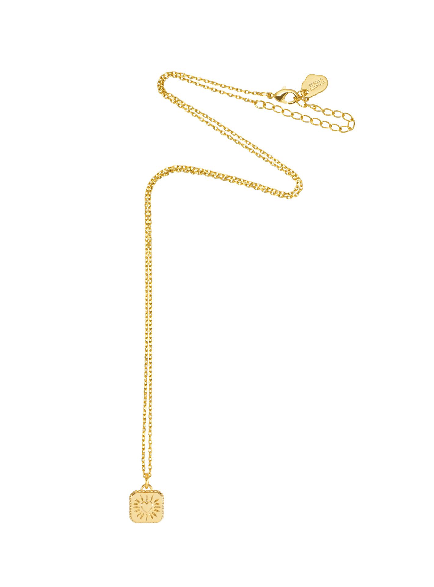 Bobble Heart Tablet Necklace - Gold Plated