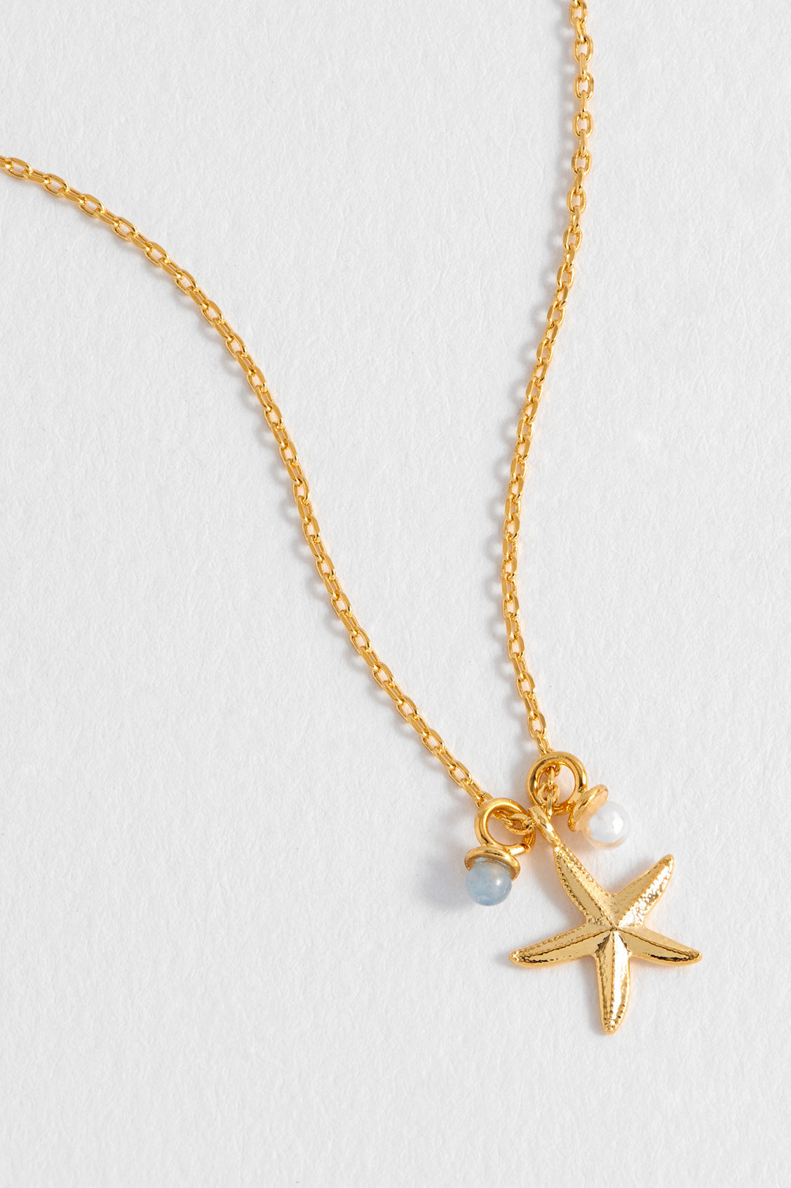 Starfish Charm Necklace with Pearl - Gold Plate