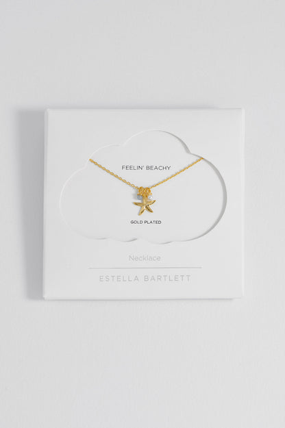 Starfish Charm Necklace with Pearl - Gold Plate