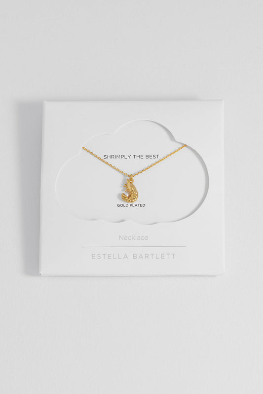 Shrimp with Pearl Necklace - Gold Plate