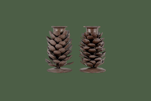 Elagalu Pine Cone Candlestick - Rust