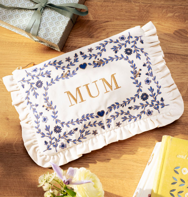 Mediterranean Garden Mum Velvet Frill Everyday Pouch