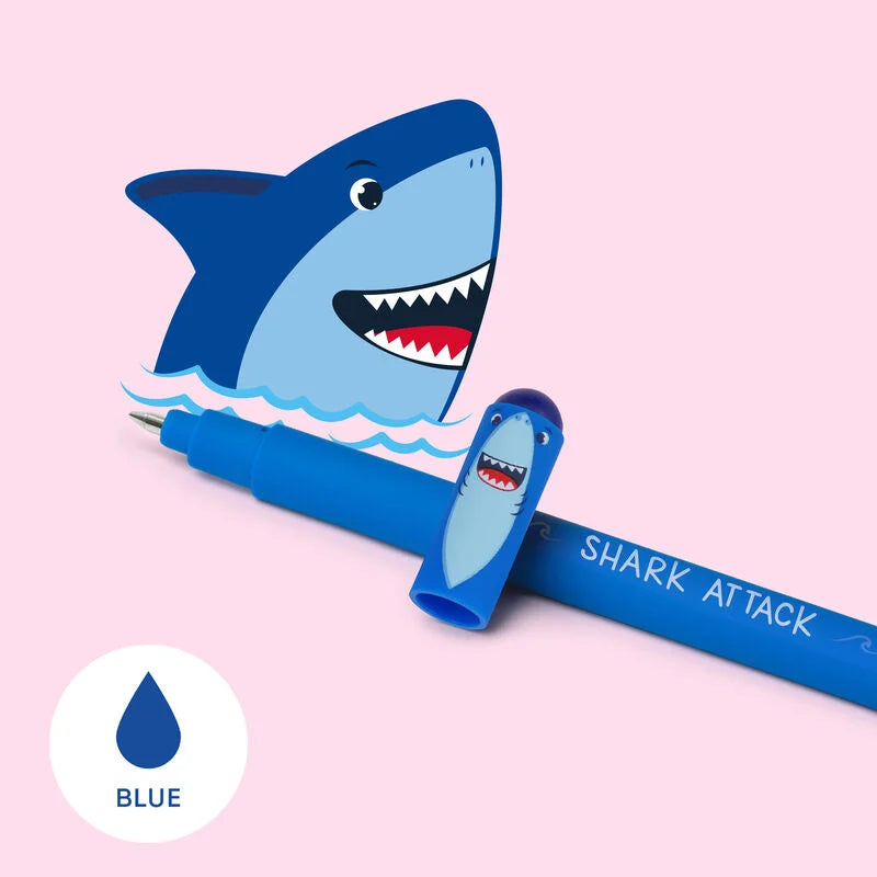 Legami Erasable Pen - Shark - Blue Ink - Shark Attack