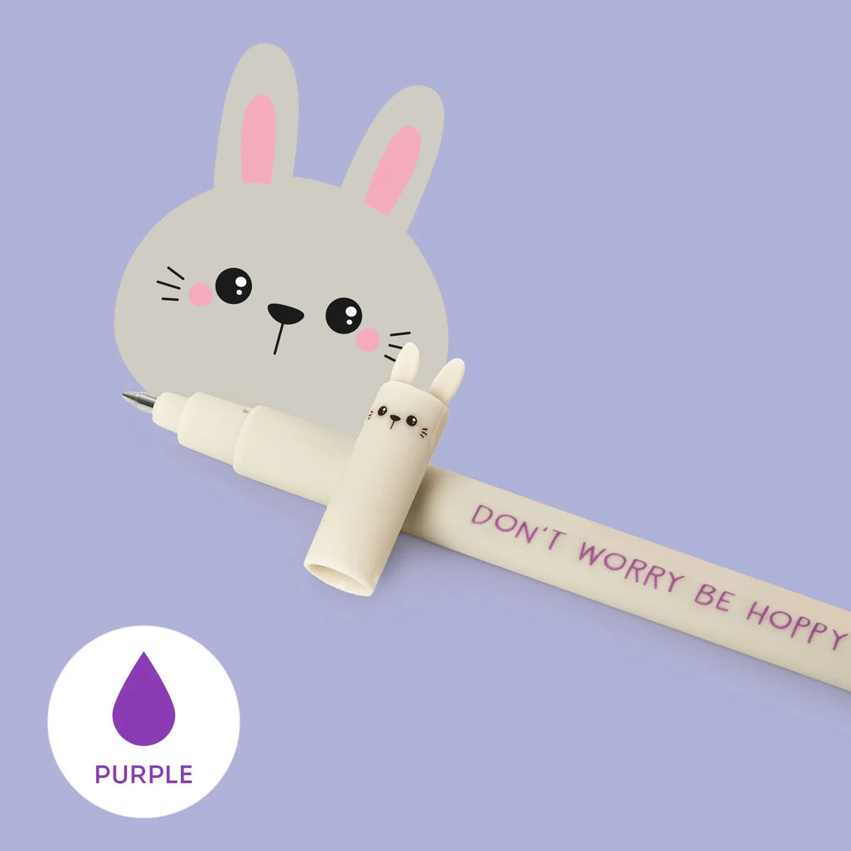 Legami Erasable Pen - Bunny - Purple - Don't Worry Be Hoppy