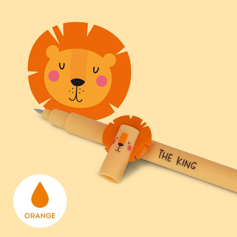 Legami Erasable Pen -Lion  - Orange Ink - The King