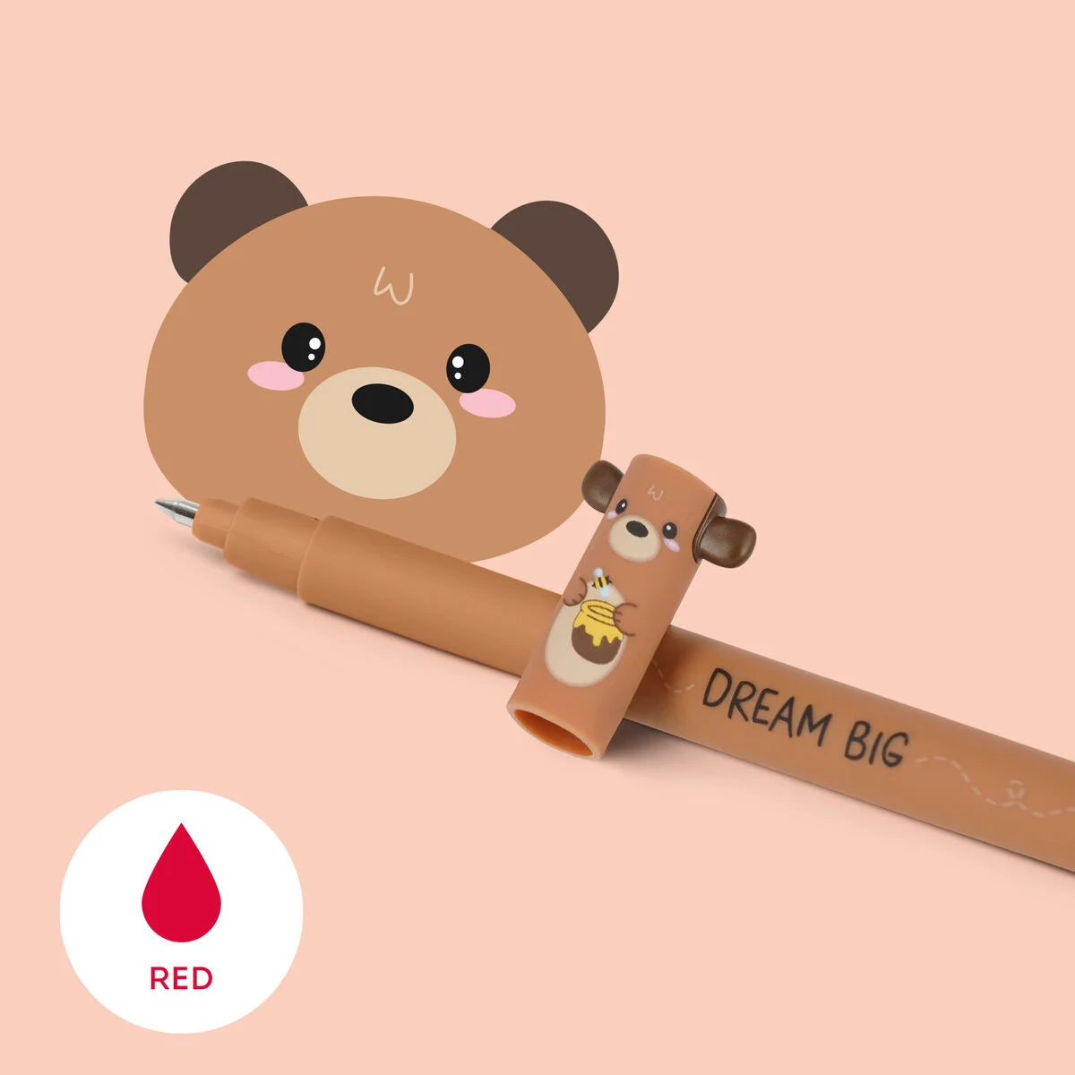 Legami Erasable Pen - Teddy Bear - Red Ink - Dream Big