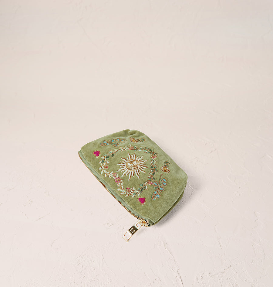 Earth Goddess Coin Purse - Olive Velvet