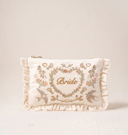 Earth Goddess Bride Everyday Pouch - Cream Velvet Frill