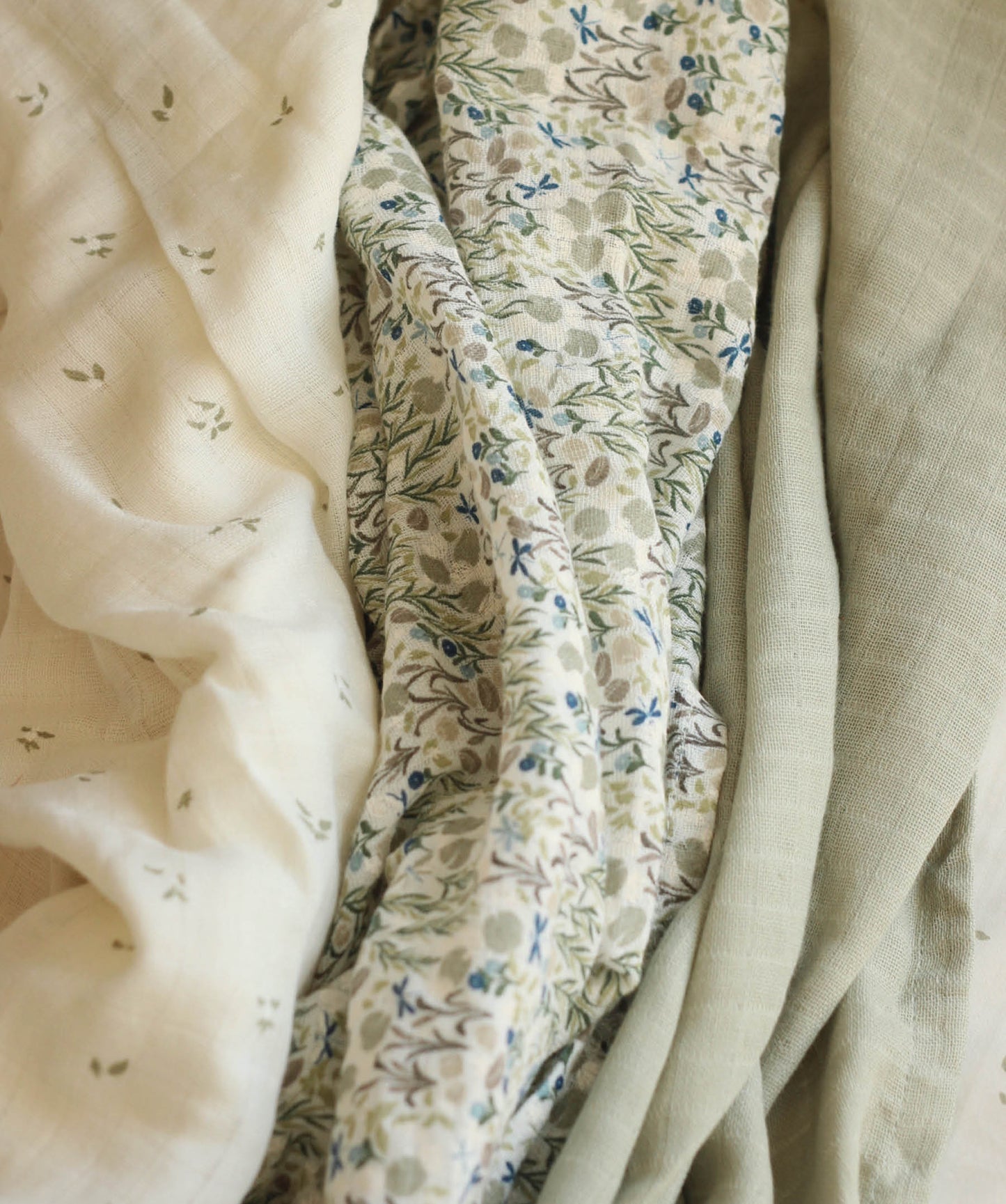 Organic Baby Muslins, Set of 3 - Riverbank