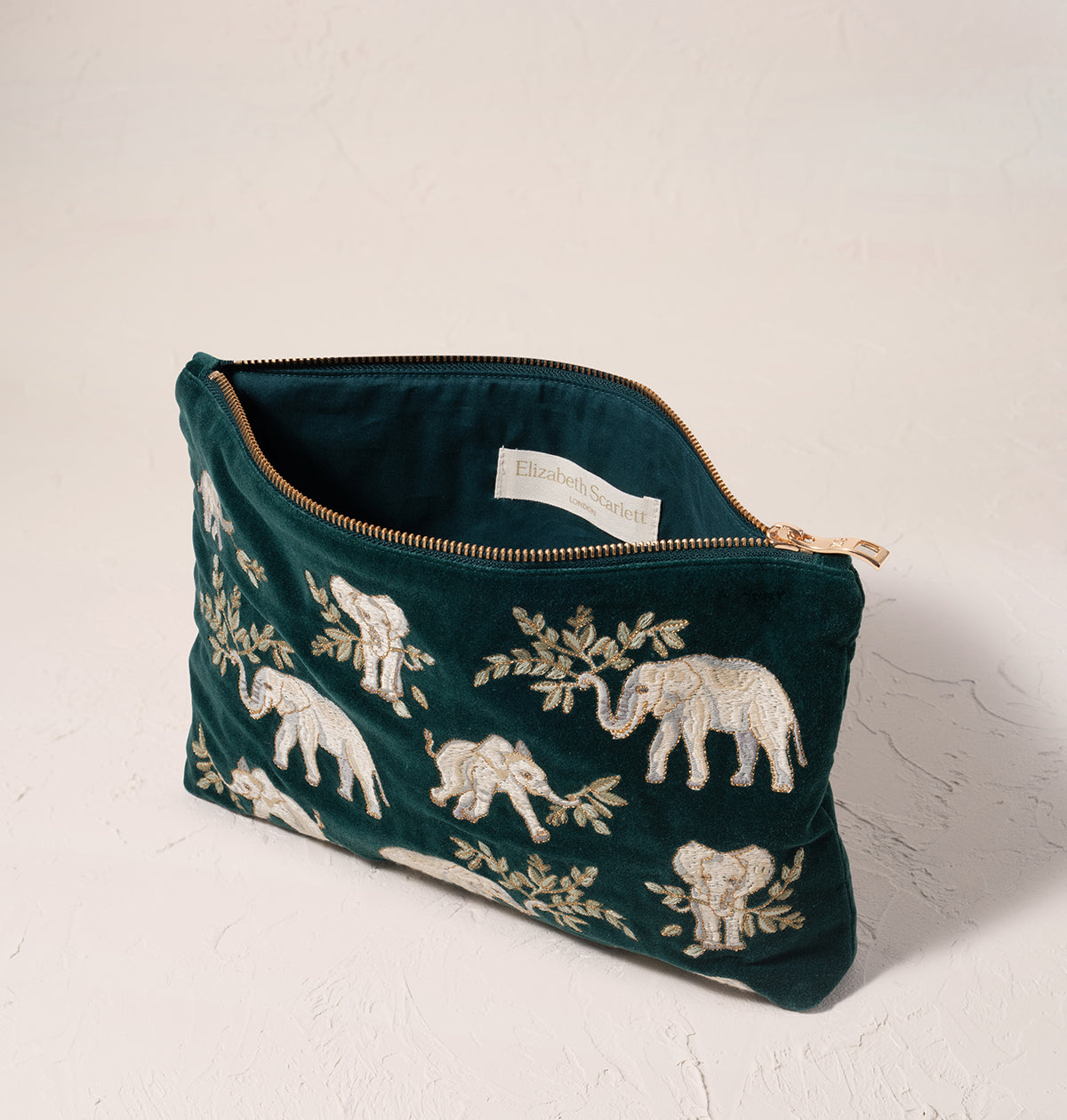 Elephant Herd Conservation Everyday Pouch - Emerald Velvet