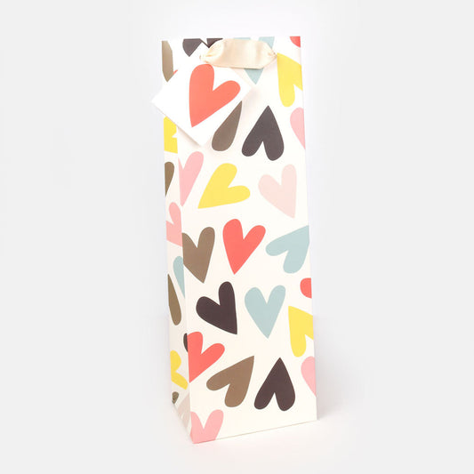 Jumbled Hearts Bottle Gift Bag