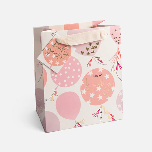 Baby Girl Balloons Gift Bag - Medium