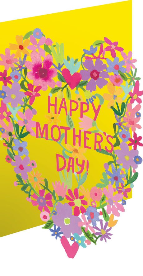 Mother's Day Floral Heart Lasercut Card single