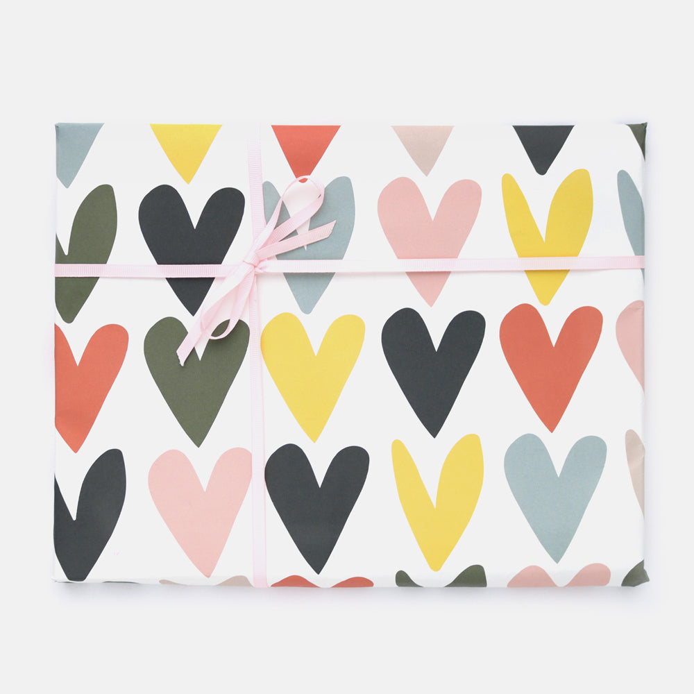 Multi Coloured Hearts 5m Roll Wrap