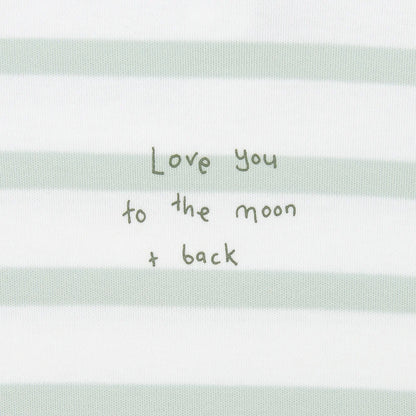 Powder Blue & White "Love You To The Moon and Back" Breton Striped All-in-One 0-1 month