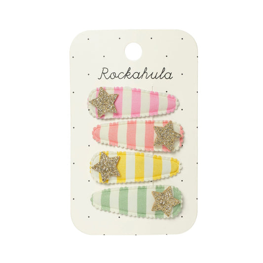 Stripy Star Fabric Clip Set