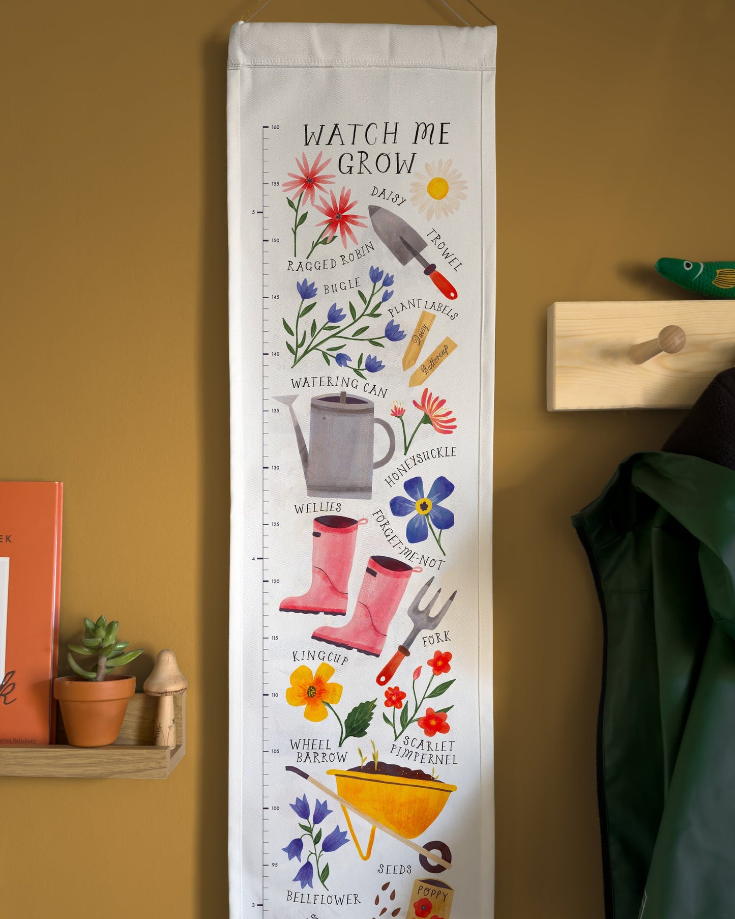 Garden Flowers Children's Fabric Height Chart