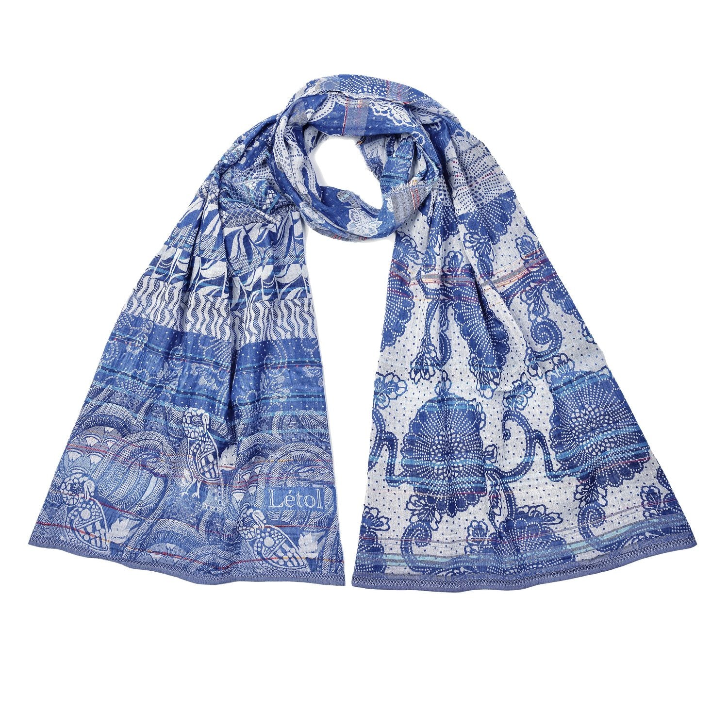 French Jacquard Scarf - Hermione Bleu Blanc – atticusboo