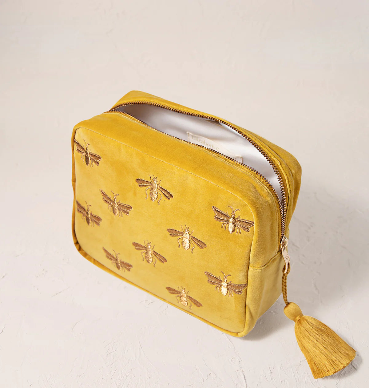 Honey Bee Wash Bag Yellow Velvet