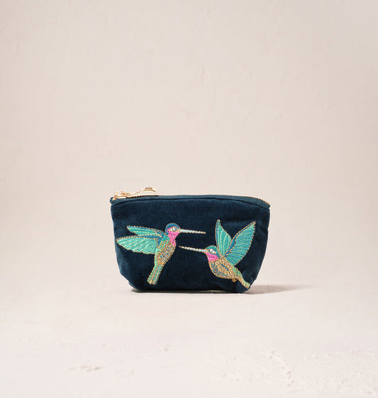 Hummingbird Ink Blue - Velvet Coin Purse