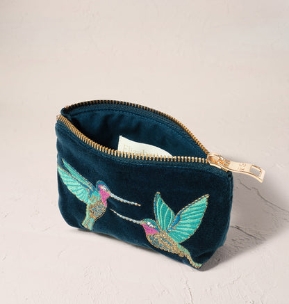 Hummingbird Ink Blue - Velvet Coin Purse