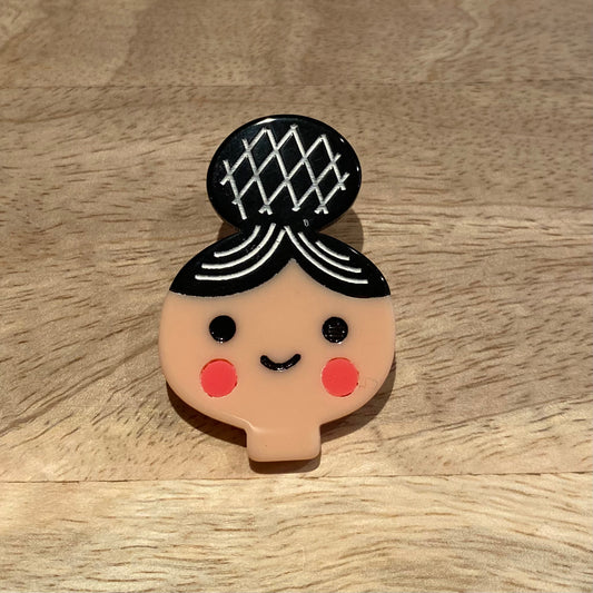 Girl with Up Do Resin Brooch