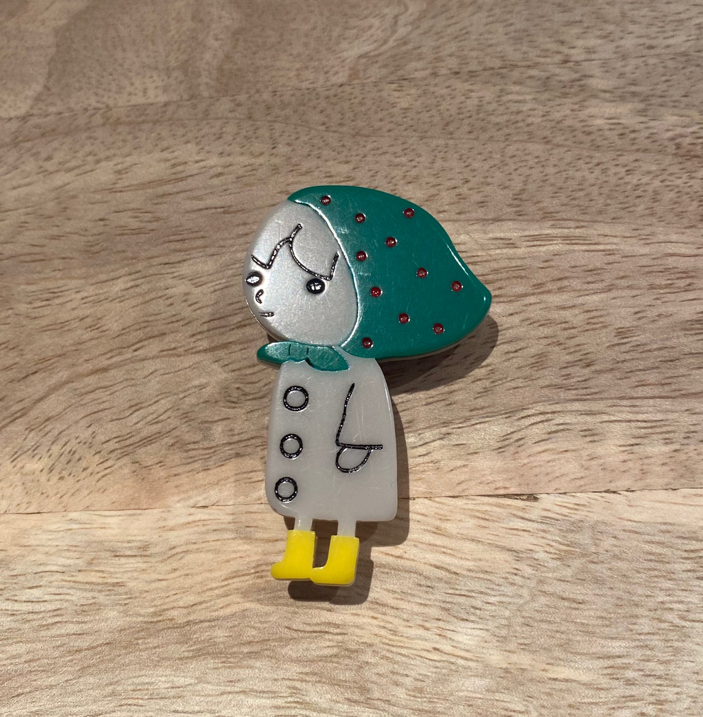 Anorak Girl Resin Brooch-Green