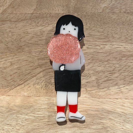Girl With Candyfloss Resin Brooch