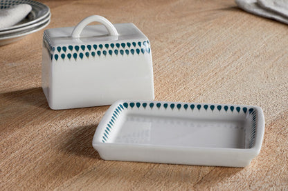 Juniper Drop Butter Dish - Cream & Juniper