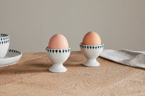 Juniper Drop Egg Cups - Cream & Juniper (Set of 2)
