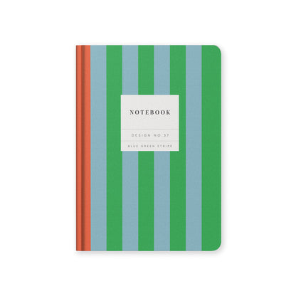 Design No.37 Blue Green Stripe Hardback Notebook (A5)
