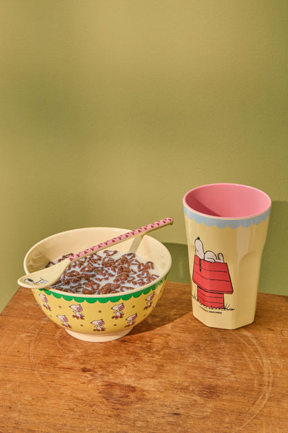 Tall Melamine Cup - Cream Snoopy Print