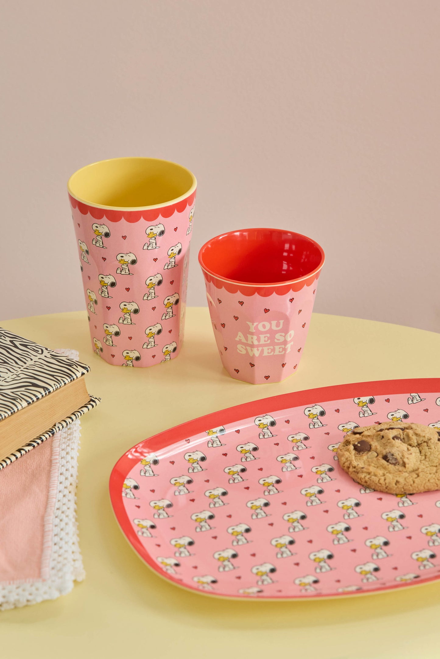 Medium Melamine Cup - Pink Snoopy Print