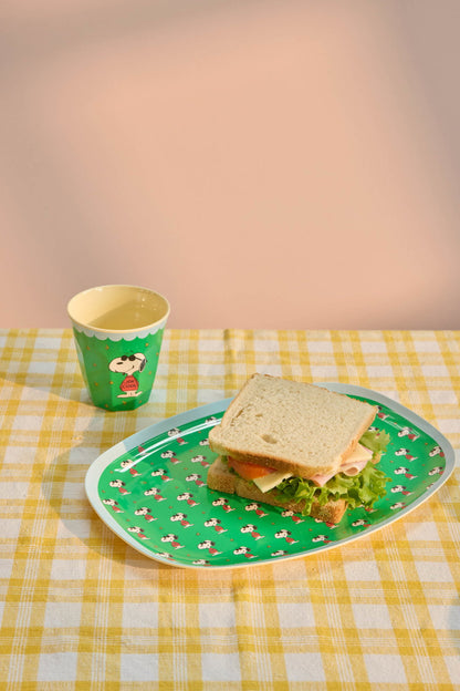 Medium Melamine Cup - Green Snoopy Print