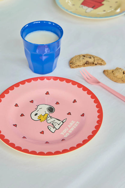 Melamine Side Plate with Pink Snoopy Print