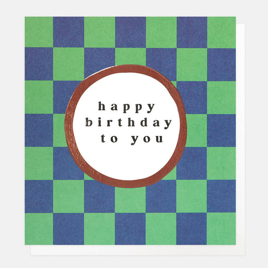 Green/Blue Grid Happy Birthday To You Card