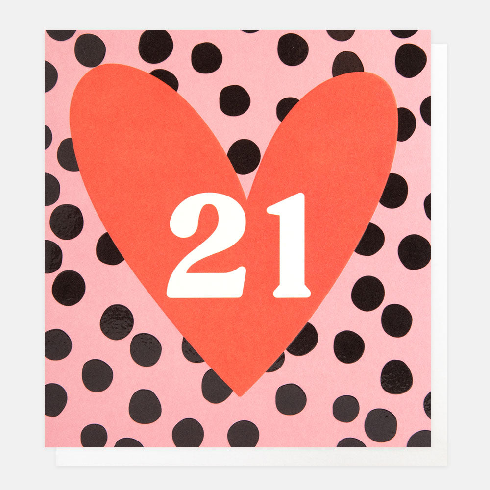 Heart 21st Birthday Card