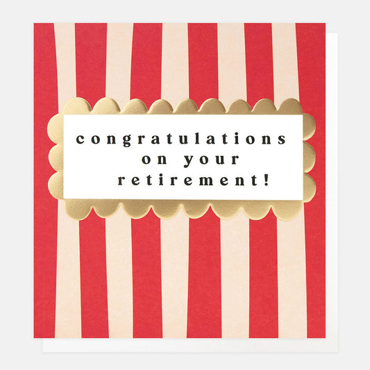 Congratulations On Your Retirement Red/Cream Stripe