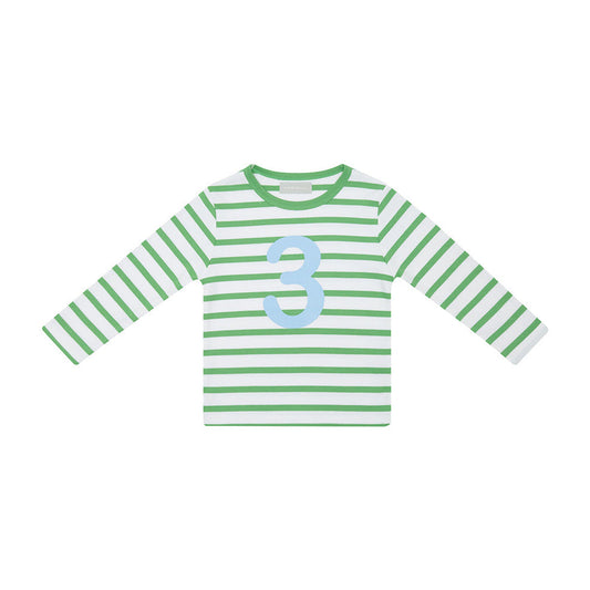Age 3 Grass Green and White Breton Striped T-Shirt
