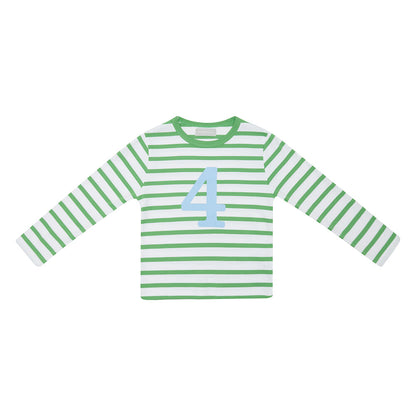 Age 4 Grass Green and White Breton Striped T-Shirt