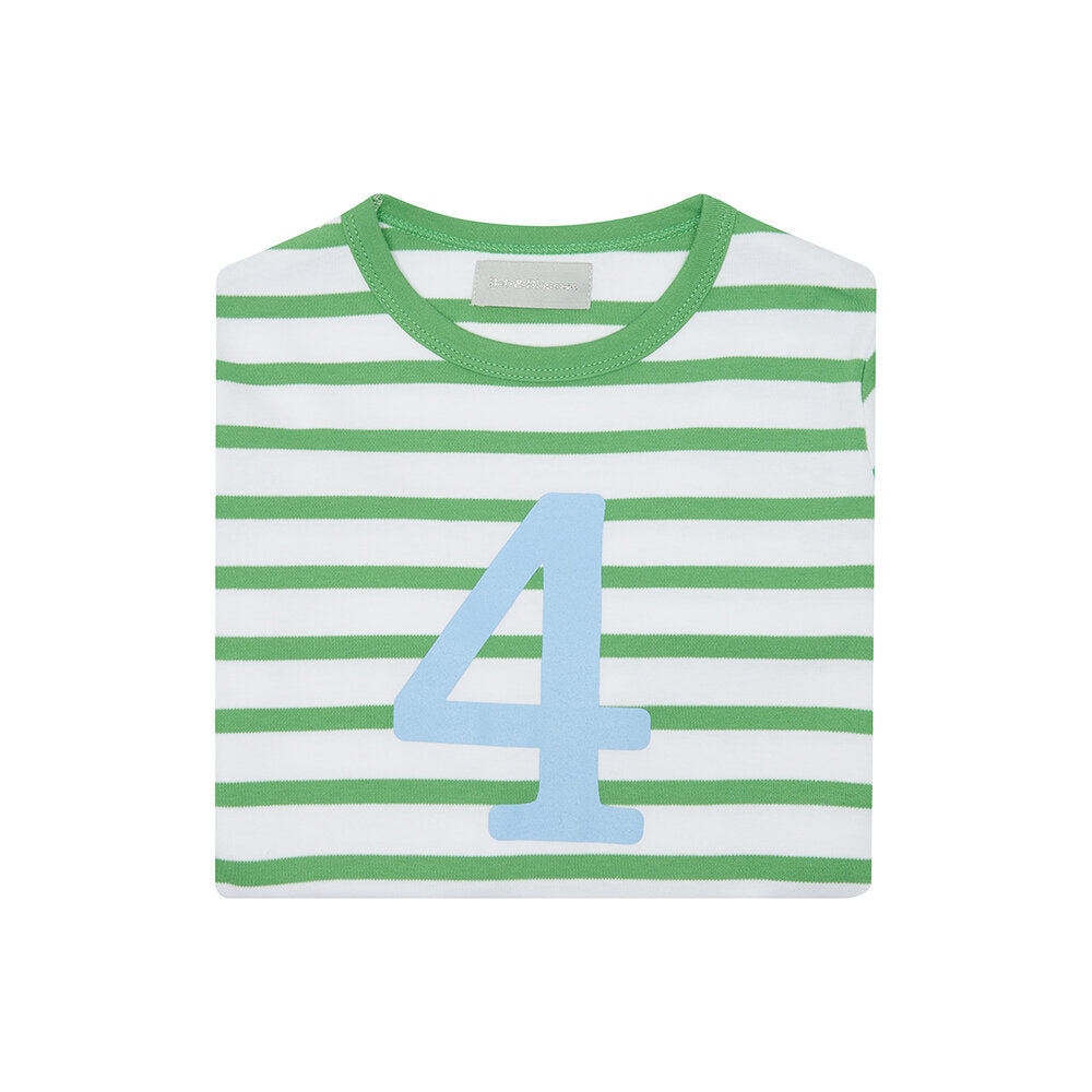 Age 4 Grass Green and White Breton Striped T-Shirt